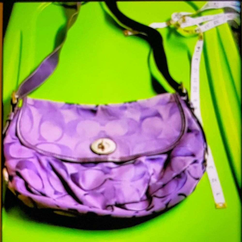 MOVING SALE NO HAGGLING WOMEN AUTHENTIC COACH F15171 PURPLE SIGNATURE C’S BAG